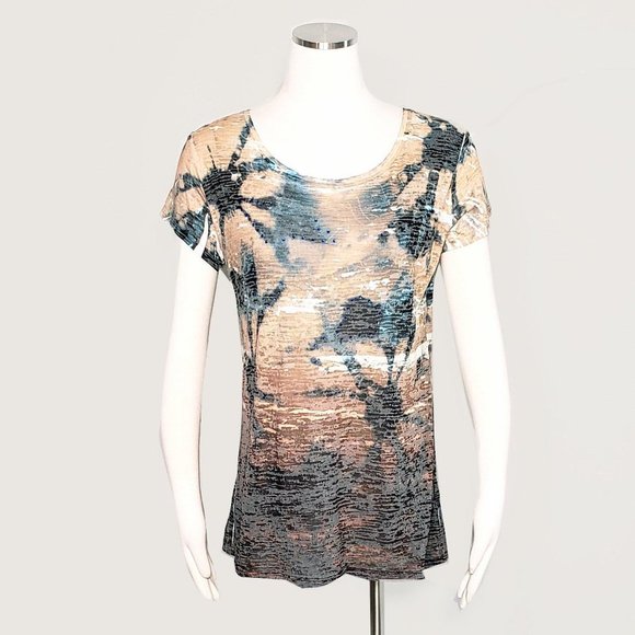 Cache Palm Print Tee NWOT - Picture 1 of 6